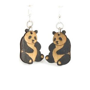 Laser Cut Small Panda Wooden Earrings