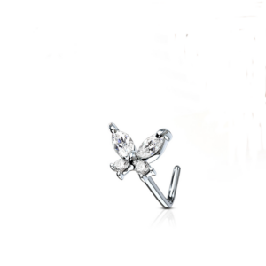 CZ Butterfly L Bend Nose Stud Surgical Steel 20g