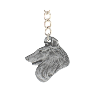 Collie Pewter Dog Head Keychain