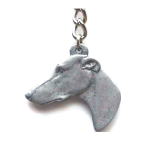 Greyhound Pewter Dog Head Keychain