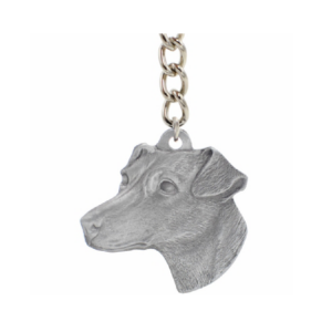 Jack Russell Terrier Pewter Dog Head Keychain