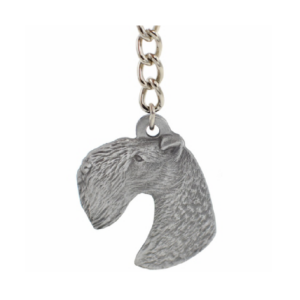 Kerry Blue Terrier Pewter Dog Head Keychain