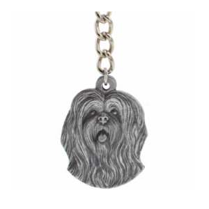 Lhasa Apso Pewter Dog Head Keychain