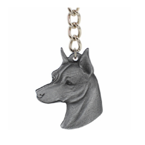 Miniature Pinscher Pewter Dog Head Keychains