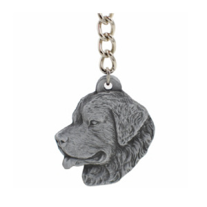 Newfoundland Pewter Dog Head Keychain