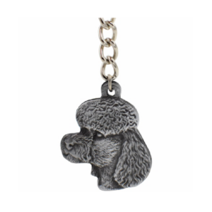 Poodle Pewter Dog Head Keychain