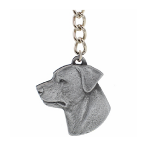 Rottweiler Pewter Dog Head Keychain