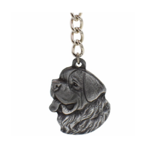 Saint Bernard Pewter Dog Head Keychain