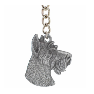 Miniature Schnauzer Head Pewter Key Chain