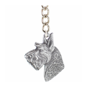 Scottish Terrier Pewter Dog Head Keychain