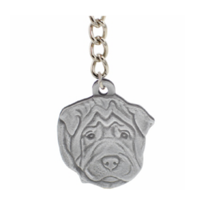 Shar-Pei Pewter Dog Head Keychain