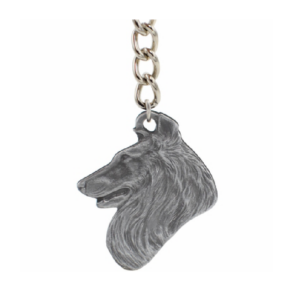 Shetland Sheepdog Pewter Dog Head Keychain