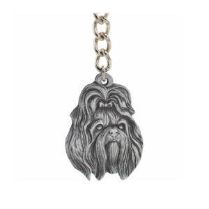 Shih Tzu Pewter Dog Head Keychain