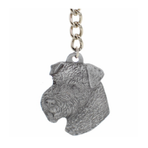 Welsh Terrier Pewter Dog Head Keychain