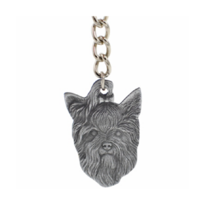 Yorkshire Terrier Pewter Dog Head Keychain