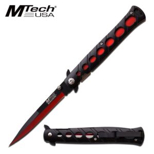 M Tech Easy Open Black Holes and Red Accents Stiletto