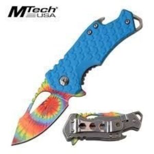 M Tech Turquoise and Tie Dye Easy Open Pocket Knife