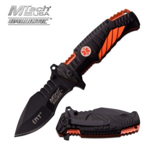 M Tech EMT Orange and Black Pocket Knife