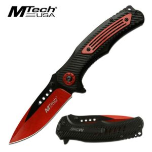 M Tech Black and Red Easy Open Pocket Knife