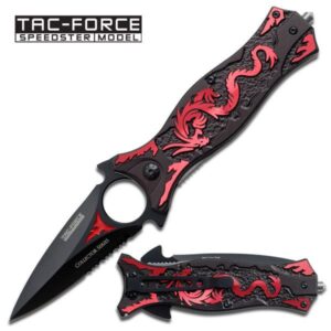 Tac-Force Red Dragon with Flames Easy Open Knife