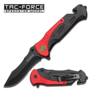 Tac-Force Fire Department Red and Black Knife