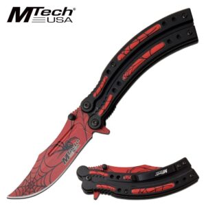 Spider and Webs on Red and Black Pocket Knife