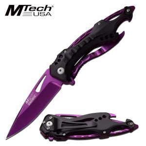 Purple and Black with Bottle Opener Pocket Knife