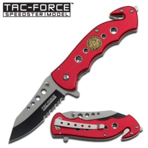 Fire Department Red Grip Pocket Knife