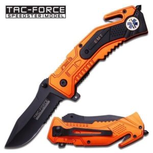 EMT Orange and Black Easy Opening Knife