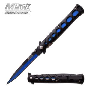 Stiletto Black with Blue Background Knife