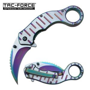 Rainbow Accents on a Karambit Pocket Knife