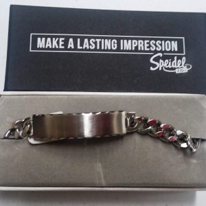 Customize a Men’s Brushed Silver Tone Scallop Edge Id Bracelet