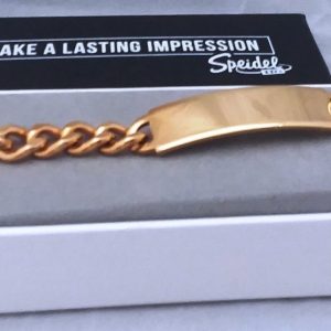 Personalize a Men’s Gold Tone Polished Plaque on Curb Chain Bracelet