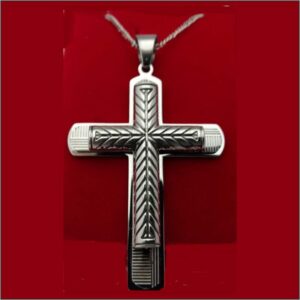 Stainless or Brass Cross with Overlay Patterned Cross