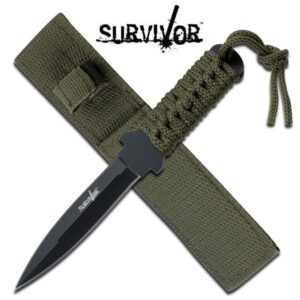 Boot knife Black Blade Chord Wrapped Grip and Sheath