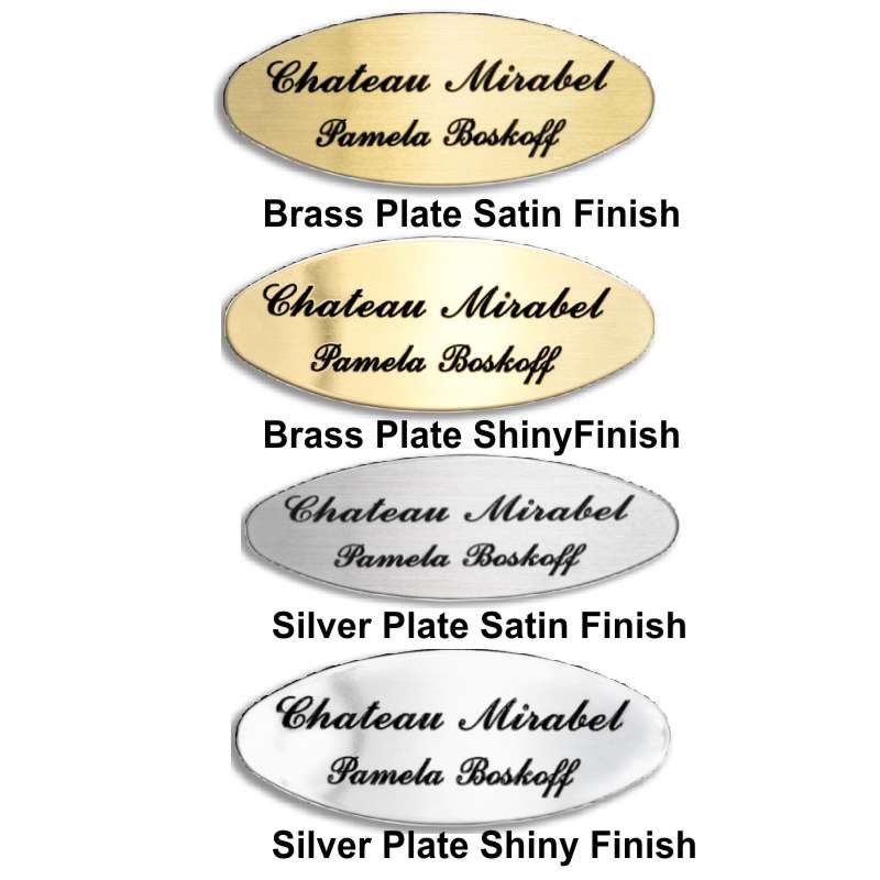 Finish Variations For Oval Brass Or Silvertone Plate .75 Inch X 1.875 EIF3