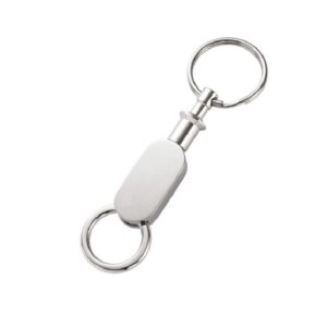 Oblong Pull Apart High Polished Engravable Metal Key Chain