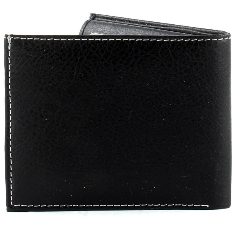 Black Bill Fold Vegan Leather Wallet Back View LEVL513BLK