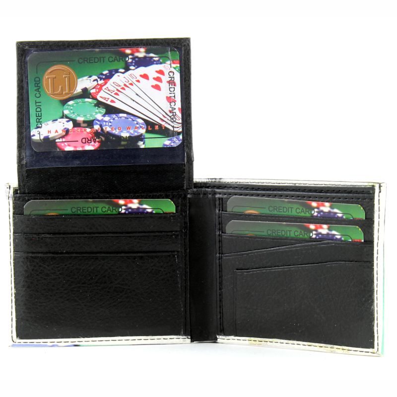 Poker Hand Vegan Leather Wallet Inside View With Cards LEVL519