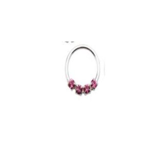 Nose Ring with 4 Pink Jewels 18G