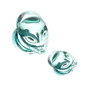 2 Alien Head Plugs in Double Flair Glass 1/2″