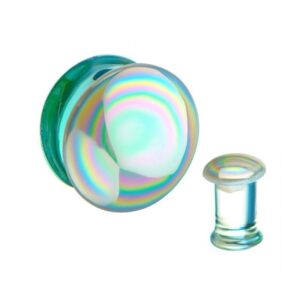 Pair of Plugs Double Flare Glass with AB Dome