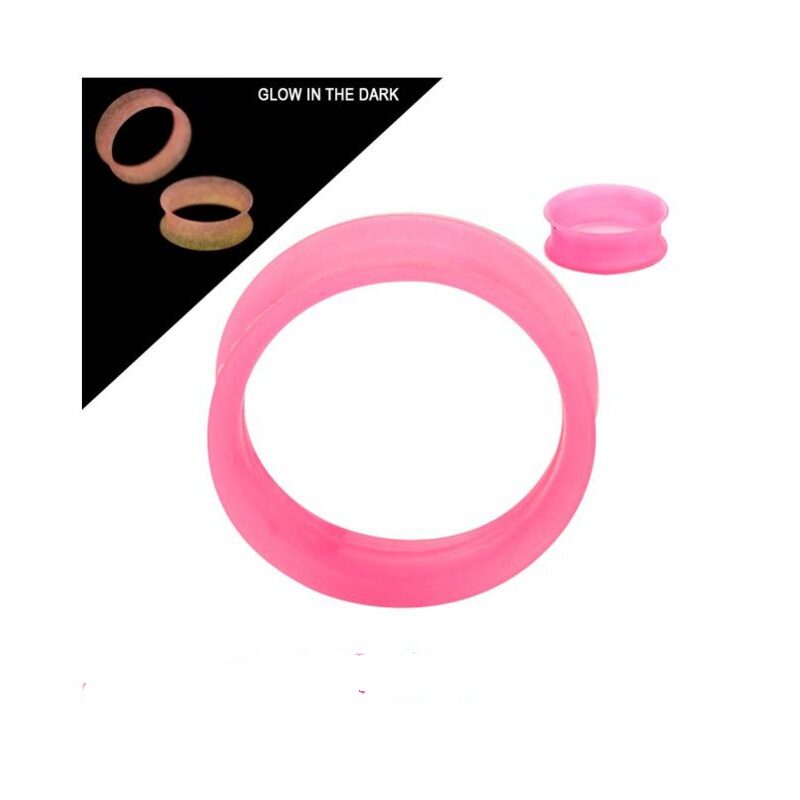 Tunnels Hot Pink Glow In Dark Silicone Double Flare BVPSLHL2GLWP00