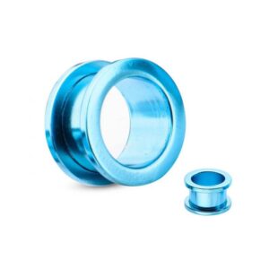 Tunnels Pair of Light Blue Double Flare Titanium