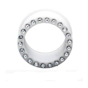 Pair of White Squishy Tunnels with CZ Rim