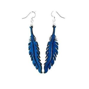 Laser Cut Blue Feather Earrings