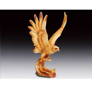 Eagle Landing Wings Extended Wood Like Figurine