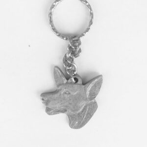 Welsh Corgi Head Pewter Key Chain