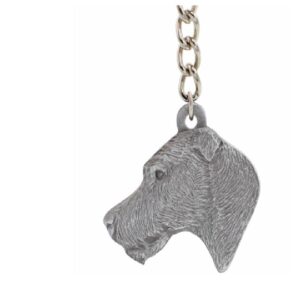 Irish Wolfhound Head Pewter Key Chain