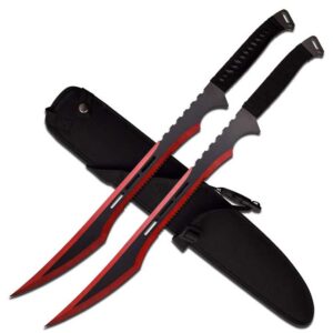 Swords 2 Piece Set Red & Black Blades with Sheath